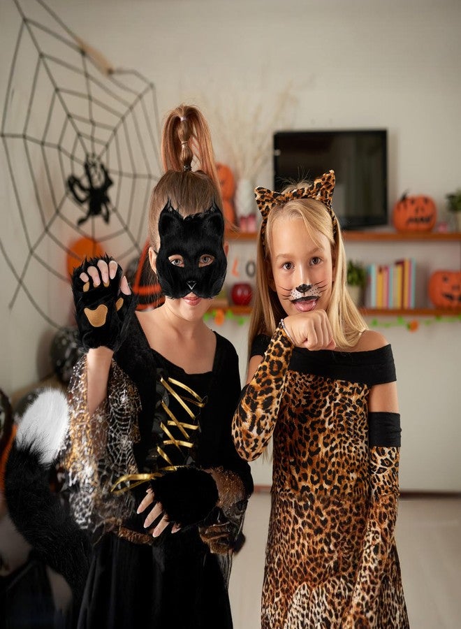 XEPST Furry Fox Wolf Cosplay Set with Mask Tail Paw Gloves, Animal Cosplay Costume Kit for Anime Fancy Dress Accessories Halloween Christmas Dress Up Carnival Role Play Party Supplies, Black - Image 4